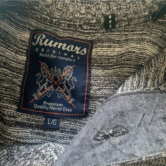 Rumors Sweater salt and pepper colour button collar  size LG - Picture 7 of 11